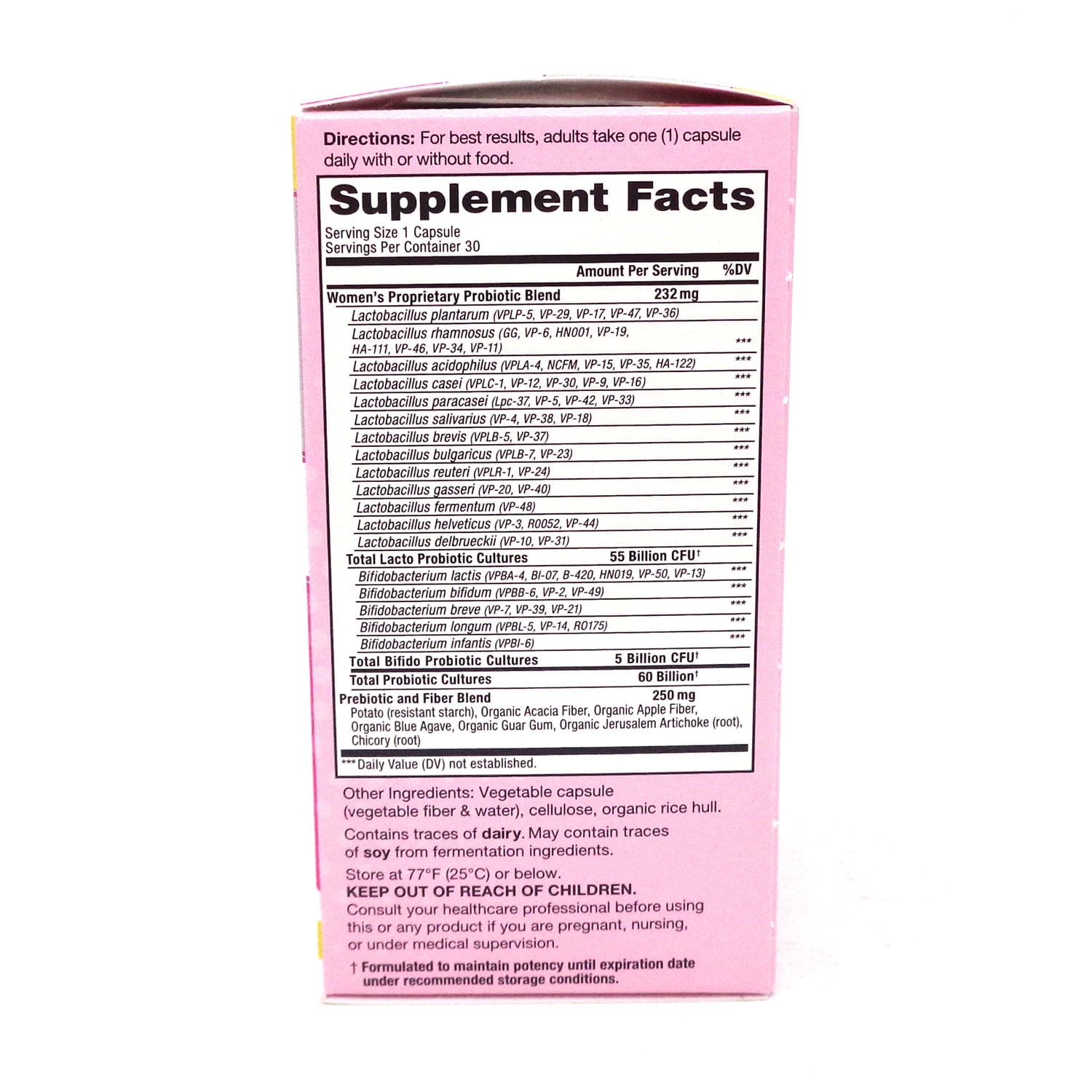Vital Planet Vital Flora Women’s Daily Probiotic 60 Billion CFU 60 Strain Shelf Stable 30 Capsules