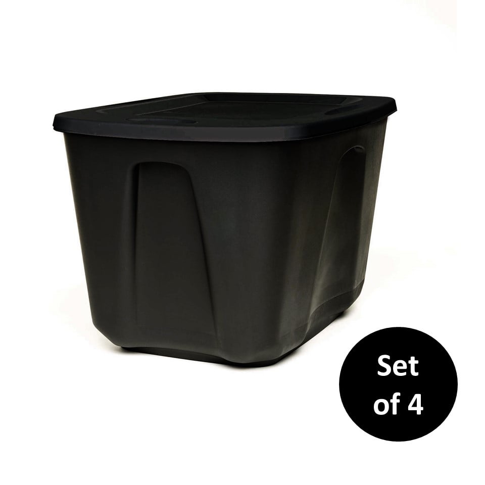 Mainstays 18 Gallon Storage Containers, Black, Set of 4