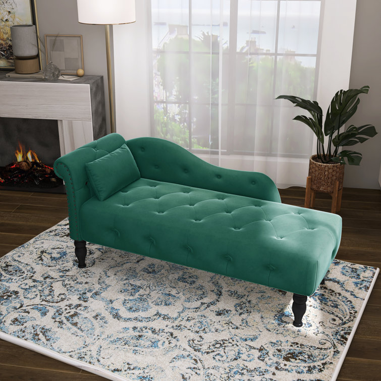 Holaki Tufted Upholstered Velvet Rolled Arm Chaise Lounges Indoor Chair ...