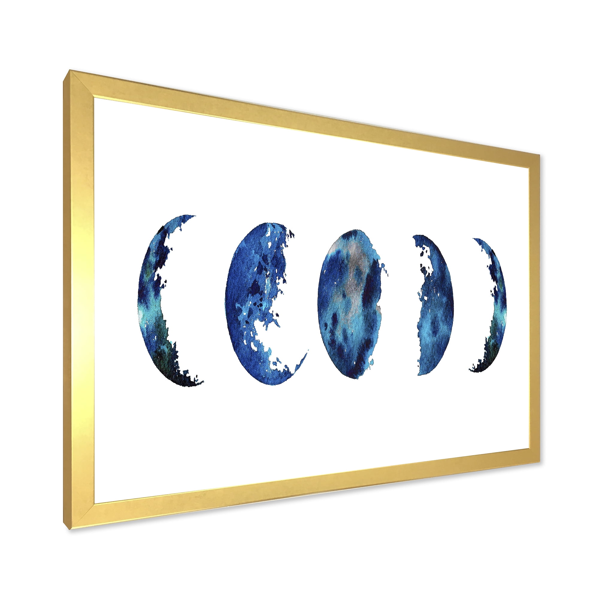 Designart 'Blue Moon Different Phases' Bohemian & Eclectic Framed Art Print