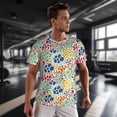 thumbnail image 3 of Wukai Cartoon Flowers Print Men's Short-Sleeved Mesh T-Shirt,Quick-Dry Short Sleeve Workout T-Shirt-XX-Large, 3 of 8