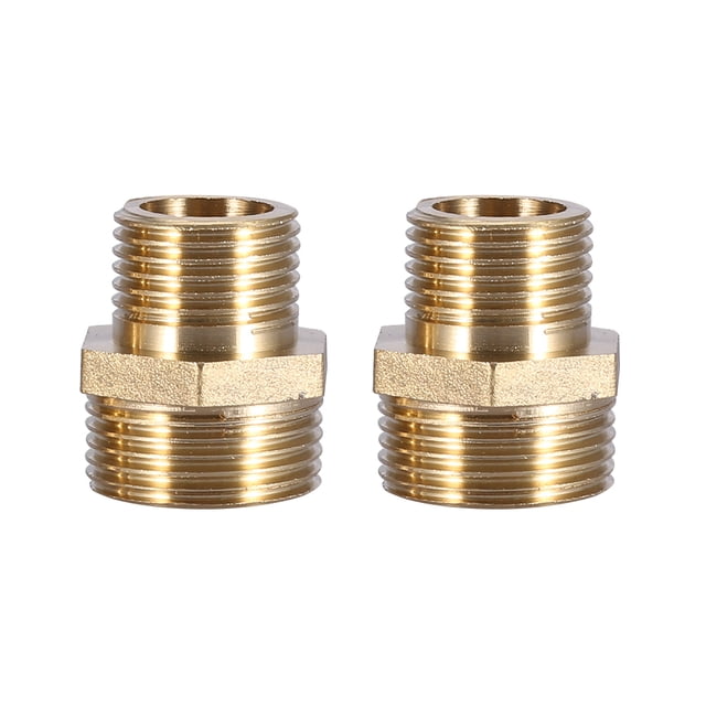 Reductor de boquilla hexagonal de latón de 3/4" a 1/2", accesorio macho para conexiones de tubos de agua, diseño reforzado