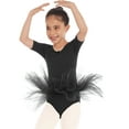 thumbnail image 3 of iiniim Filles Enfants Robe Tutu de Danse Ballet à Manches Courtes Justaucorps Tenue de Ballerine Danse Moderne Costume Noir 4TG, 3 of 7