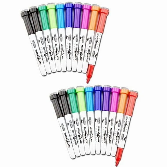 Dry Erase Student Markers with Erasers, Assorted Color - Pack of 10