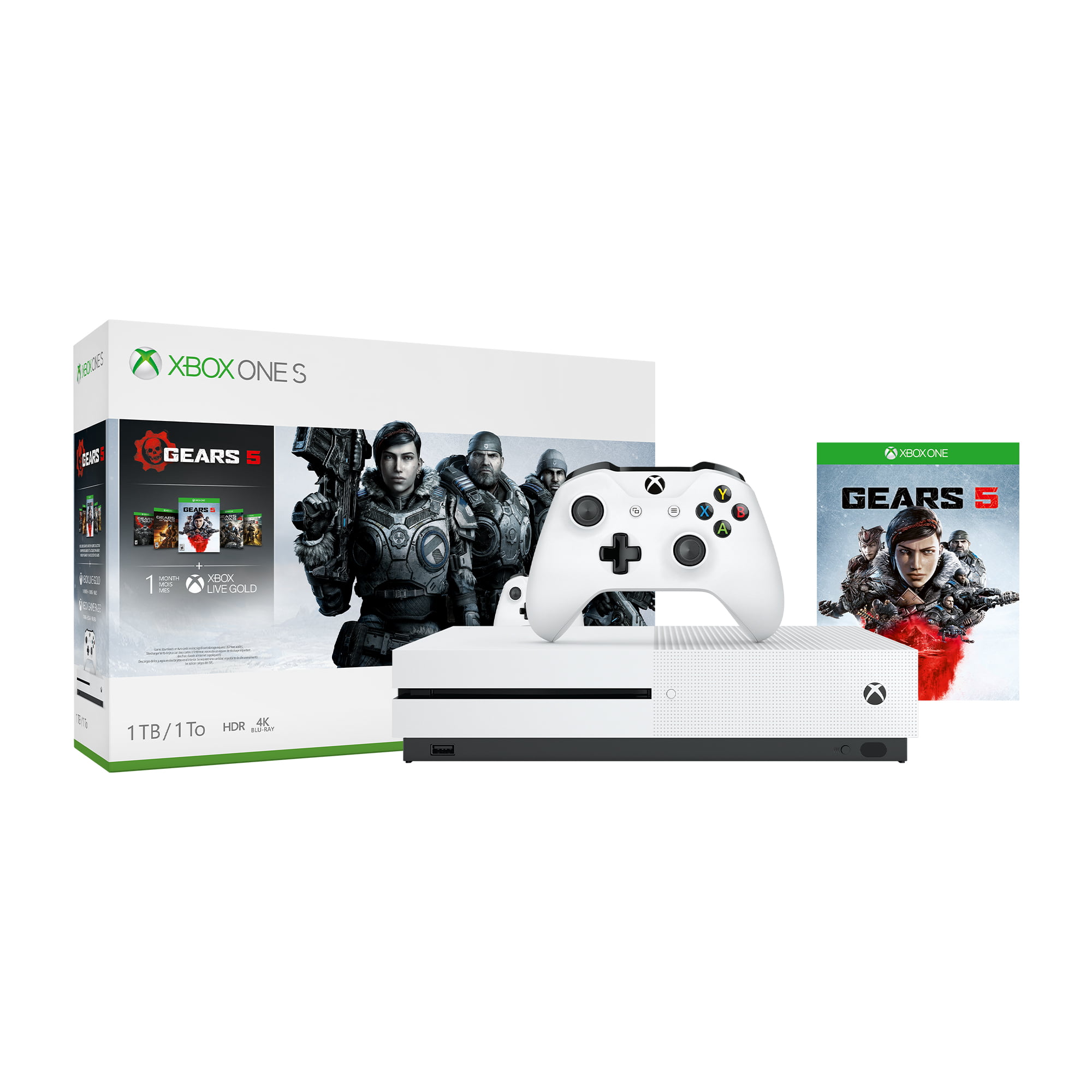 Indomable Productividad Mezquita Microsoft Xbox One S 1TB Gears 5 Bundle, White, 234-01020 - Walmart.com