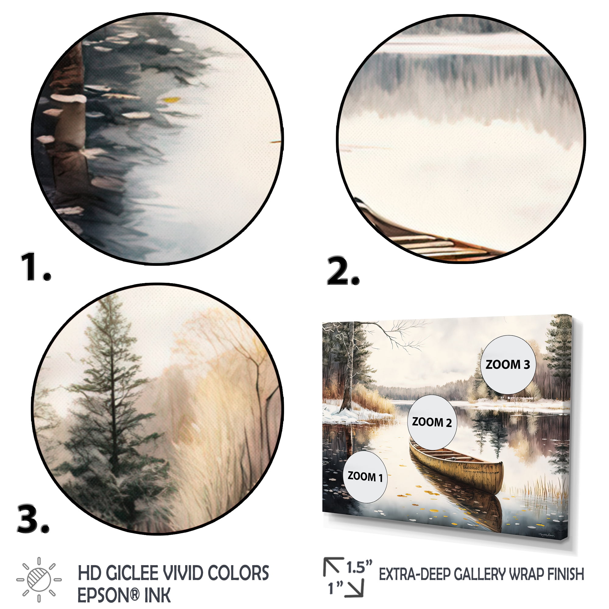Designart Winter Scene With Canoe II Canvas Wall Art