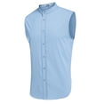 thumbnail image 5 of COOFANDY Men Button Up Sleeveless Shirts Beach Summerk Top Casual Linen Shirt Slim Fit, 5 of 10