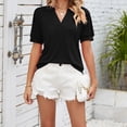 thumbnail image 2 of Women's Short Sleeve Casual T Shirts Summer Ruffle Plain Round Neck Loose Fit Tee Blouse Tops,Summer Tops Trendy 2025 Cap Sleeve T Shirts Crew Neck Pleated Front Clothes Fashion, 2 of 8