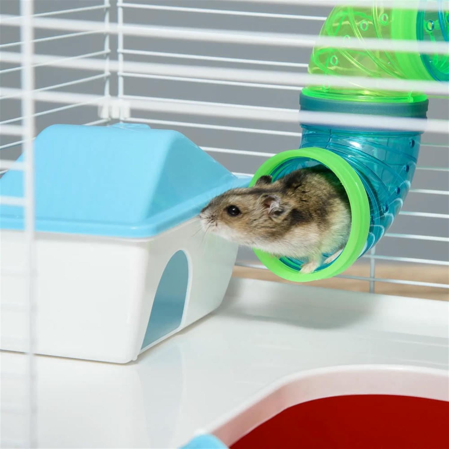 Kadyn 23" 2 Tiers Hamster Cage, Rodent Gerbil Mouse Mice Rat Wire Cage with Exercise Wheels and Water Bottle for Small Animal Habitats, Red