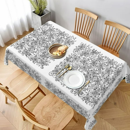 

Tablecloth Flower Background Table Cloth For Rectangle Tables Waterproof Resistant Picnic Table Covers For Kitchen Dining/Party(60x90in)