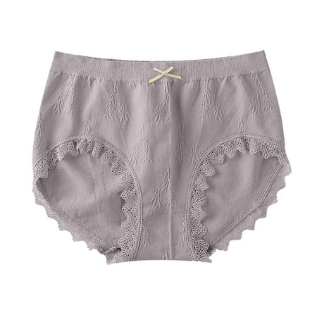 MZXELPRJD Womens Underwear Women Underwear Bow Tie Bikini Panties Lace Low Waist Rise Hipster Cotton Breathable Panties Plus Size Underwear for Women Grey