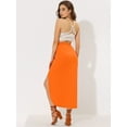 thumbnail image 4 of Unique Bargains Jupe Longue Fendue pour Femmes, Orange, m, 4 of 5