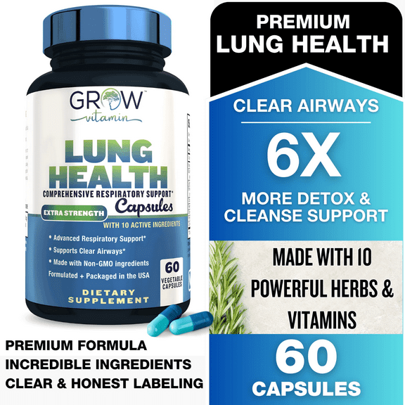 Grow Vitamin Lung Cleanser, Respiratory Support Supplement, 60 Capsules