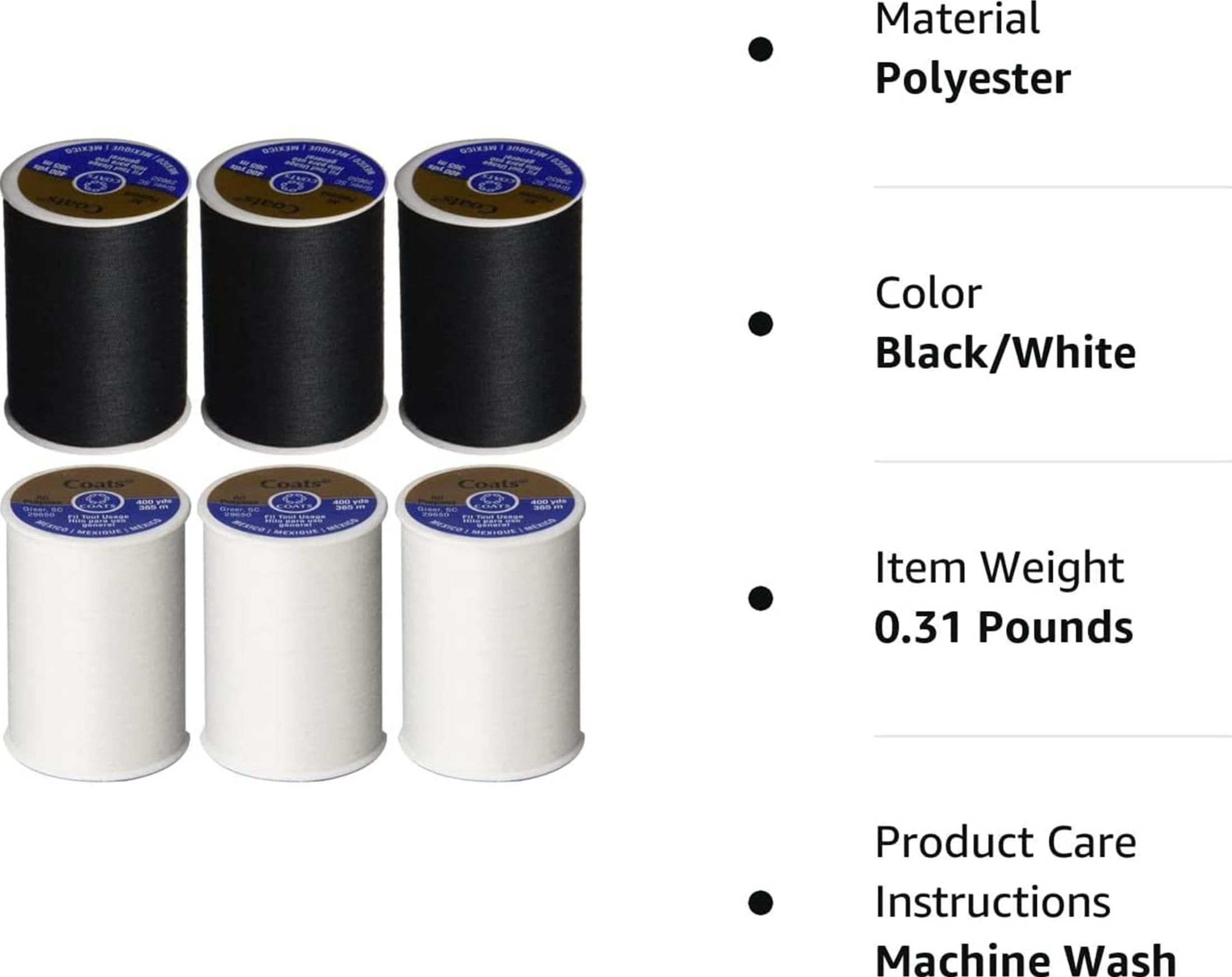 Coats & Clark Allzweck-Nähgarn – 3er Pack Mit 400m Pro Spule + Nadeleinfädler, 230A