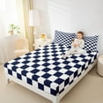 thumbnail image 4 of jejeloiu Vintage Checkered Twin Sheet Set,Minimalist Deepblue White,Ultra Soft Decor For Kids,3-Piece, 4 of 7