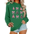 thumbnail image 2 of Craaazy Christmas Long Sleeve Shirts For Women Christmas Tree and Bow Cute Xmas Shirts Round Neck Sweatshirt Santa Pullover Snowman Sweatshirts Womens Tops, 2 of 6