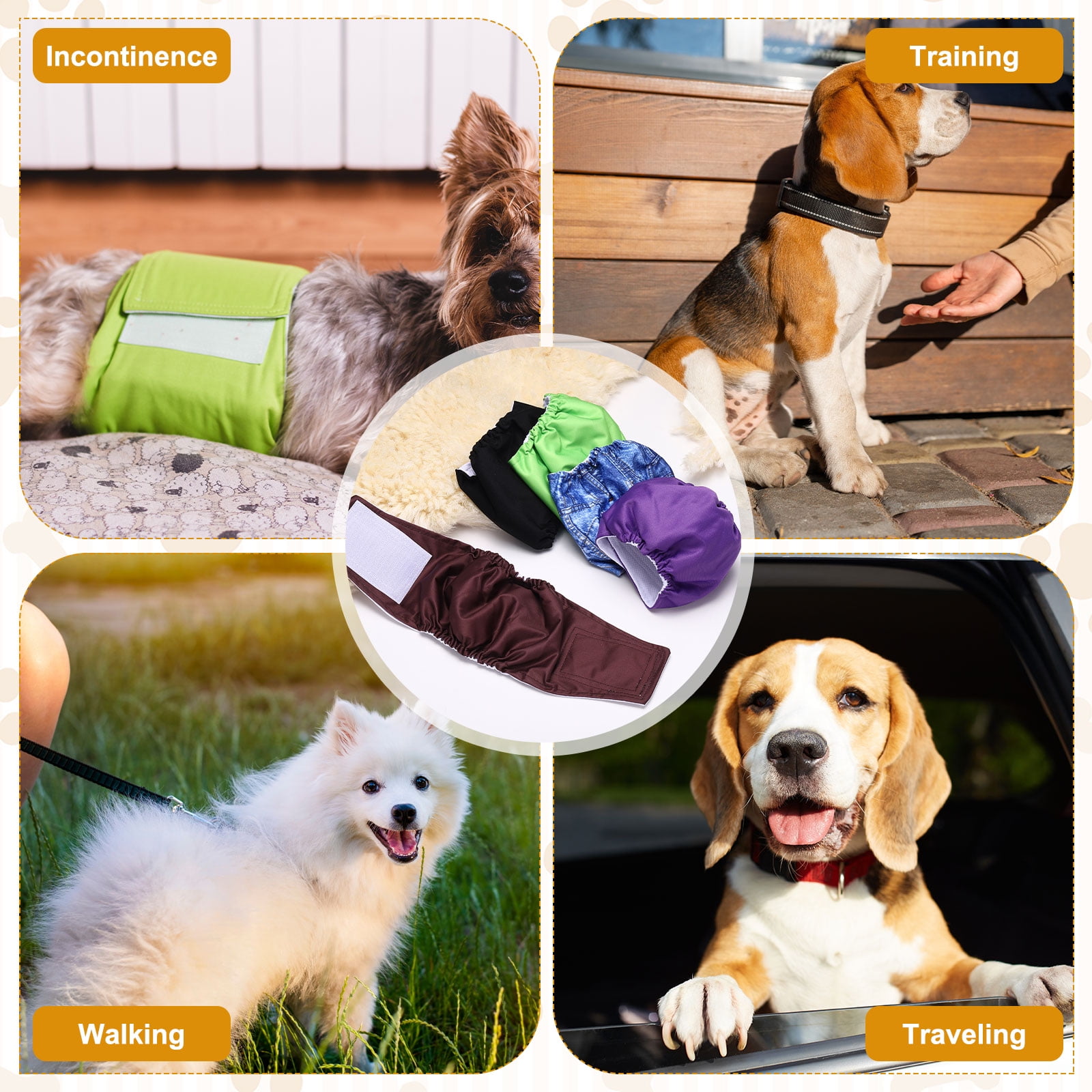 Uxcell Belly Bands for Male Dogs, Reusable Washable Dog Diapers High Absorbing Wrap Diapers, (3Pcs, L, Black), Intended for Male Small Doggie/Puppies Training