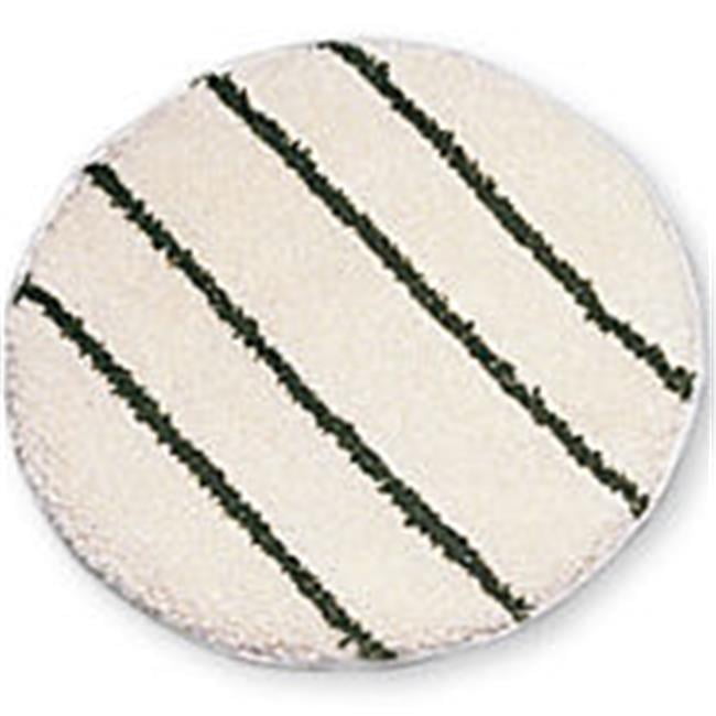 Renown 19" Rotary Floor Machine Pad in White with Green Stripes 