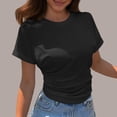 thumbnail image 5 of NinXxx Women's Lightweight Crewneck Relaxed Soft Blend Everyday Tee Black L, 5 of 6