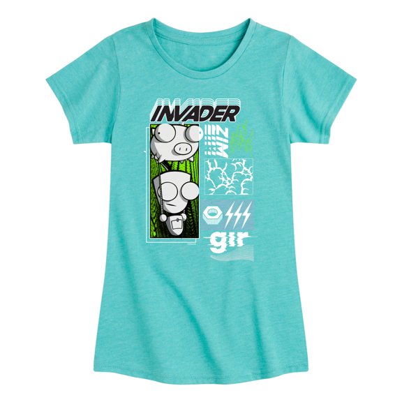 Invader ZIM - GIR Holding a Pig in the Air - Toddler And Youth Girls Short Sleeve Graphic T-Shirt