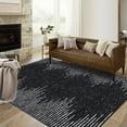 thumbnail image 7 of GlowSol 9' x 12' Large Washable Rug Geometric Striped Area Rug Soft Non Slip Low Pile Stain Resistant Carpet for Living Room Bedroom, Black, 7 of 7