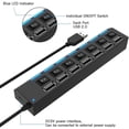 thumbnail image 3 of 7-puerto usb 2,0 hub con interruptores individuales y leds, usb hub 2,0 divisor para todos los dispositivos usb Afortunado Sencillez, 3 of 5