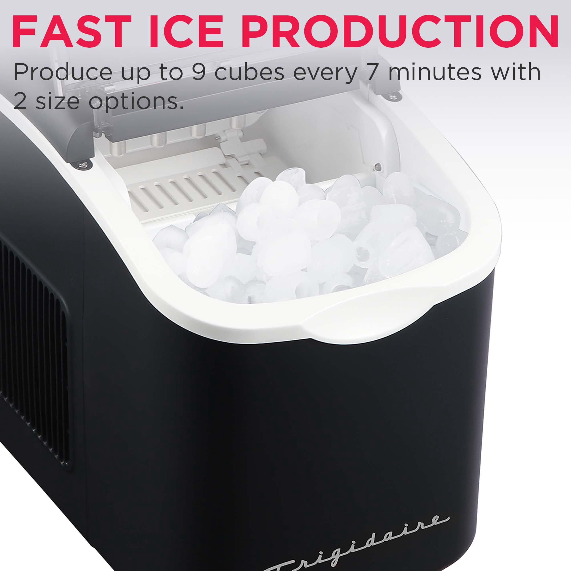 Frigidaire 26 Lbs. Countertop Bullet Ice Maker, Retro Ice Machine with Touch Controls, Black