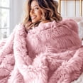thumbnail image 2 of Faux Fur Throw Blanket Soft Sherpa Fleece Cozy Warm Plush Bed Blanket Thick Minky Bedding Winter Gift, 2 of 8