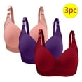 thumbnail image 2 of Summer Stylish Olyvenn 3 Pack Bras for Women Lightly Padded Wirefree Everyday Bras Full Coverage Comfort Bras Wine 38/85, 2 of 3