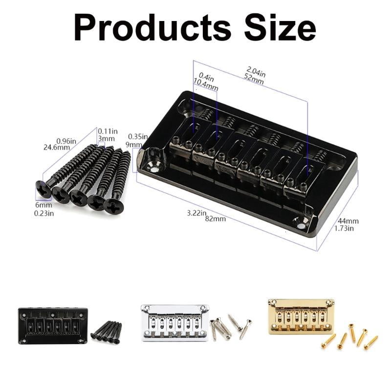 CEORPER Metal Fixed Hardtail Bridge Top Load Tailpiece for 6 String Electric Guitar