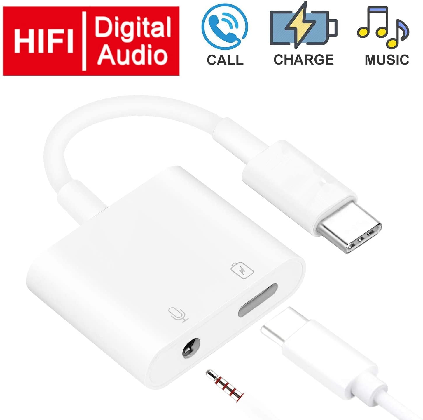 During ~ linkage Nod USB C to Headphone Jack Adapter with 3.5mm Aux Audio and Type c Charger  Dongle Converter USBC Earphone Adaptor for iPad Pro 12.9" Essential HTC U11  Google Pixel 3 3XL 2 XL