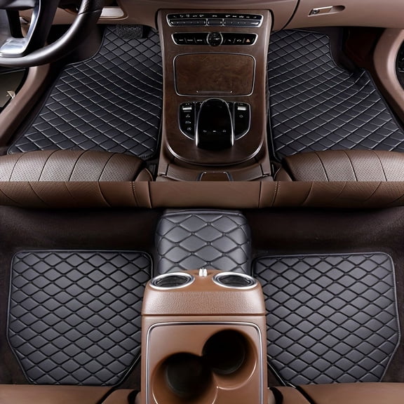 5pcs Car Floor Mats Universal Waterproof Front Rear Full Set Auto Rugs Leather Car Carpet Accessories Interior