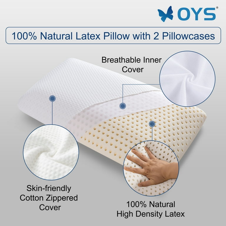 Latex Contour Pillow 100% Natural & Organic for Side Back Stomach Sleeping