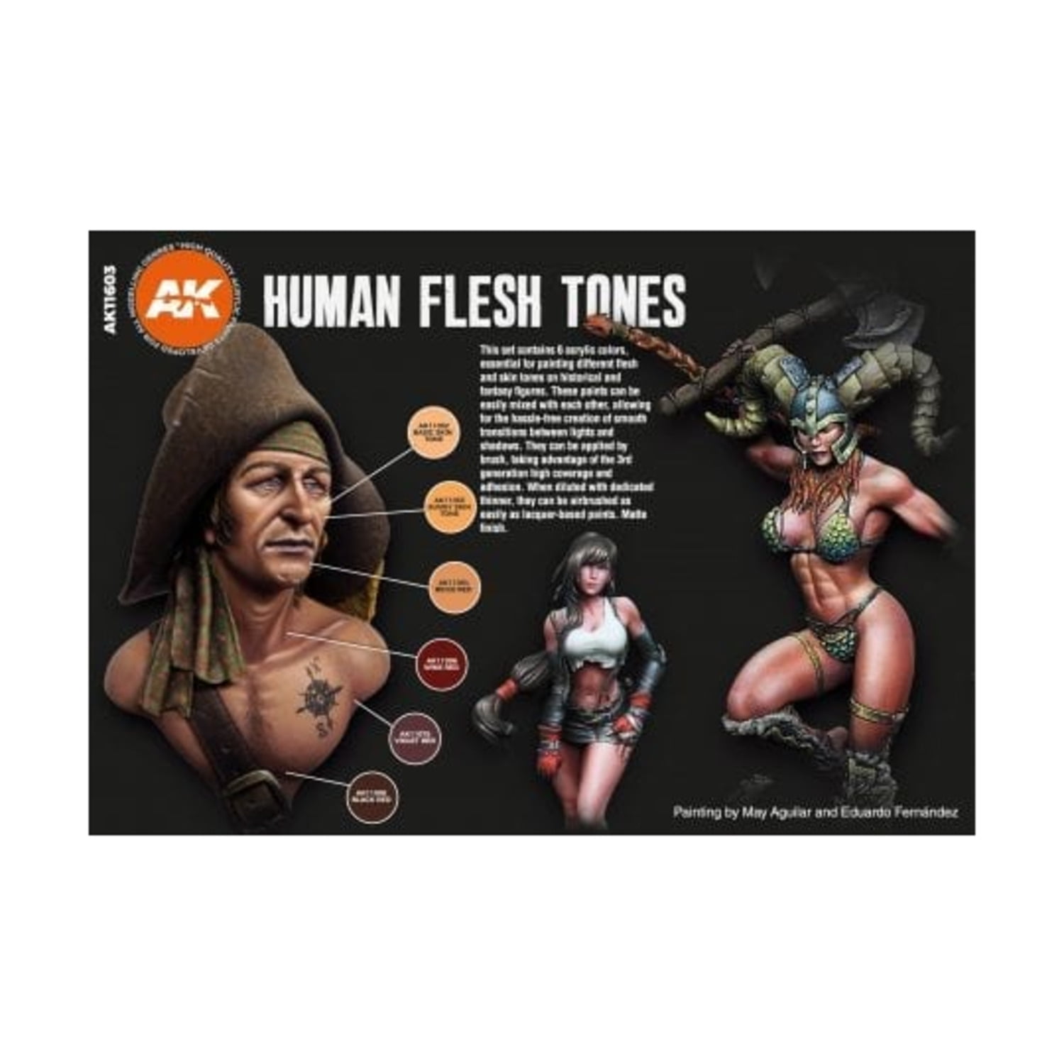 AK Interactive AKI 11603 Human Flesh Tones Paint Set (6)