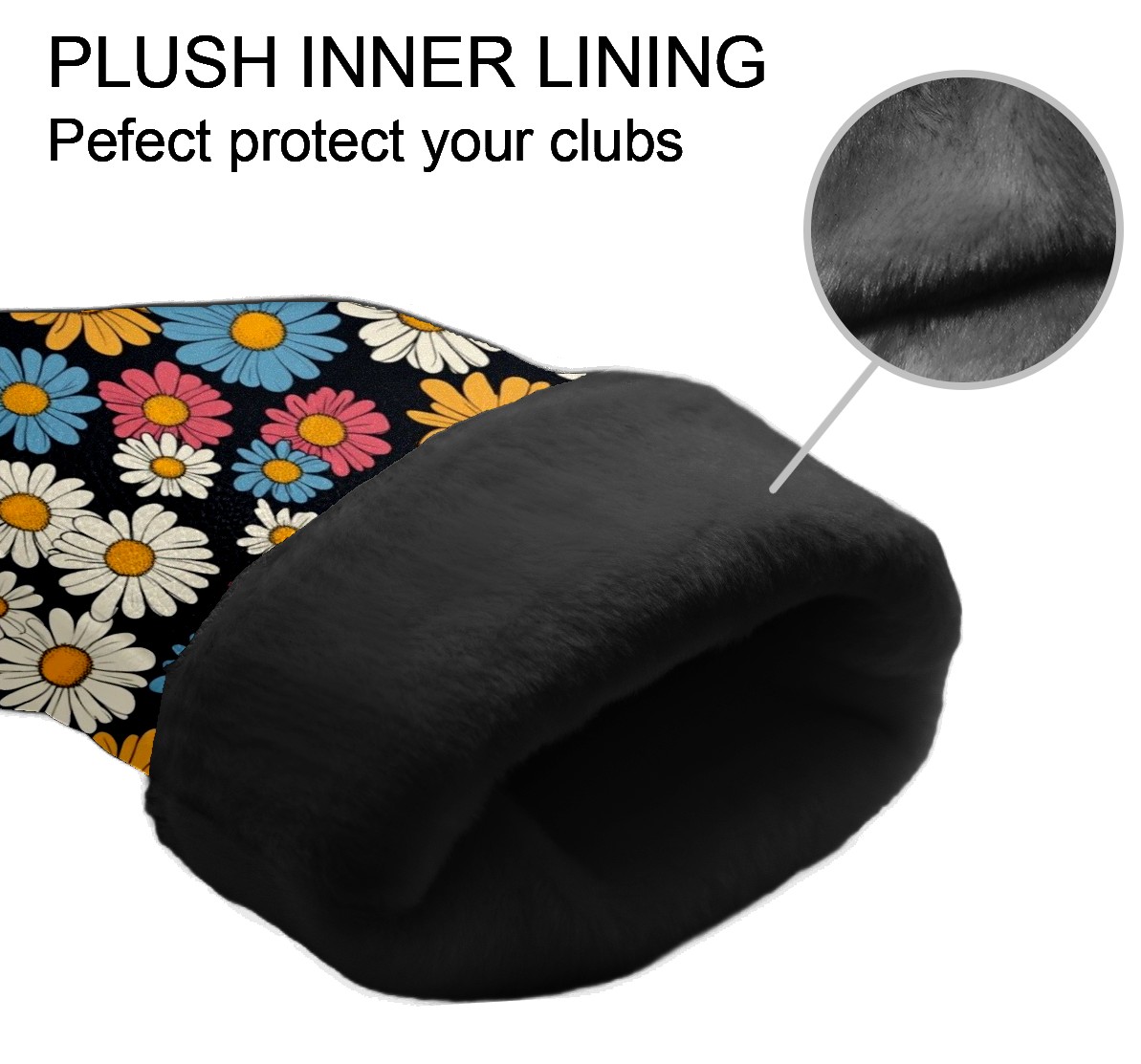 Golf Club Covers PU Leather Waterproof Head Covers for Fairway Woods Hybrids Colorful Daisies Unisex Fits Most Brands