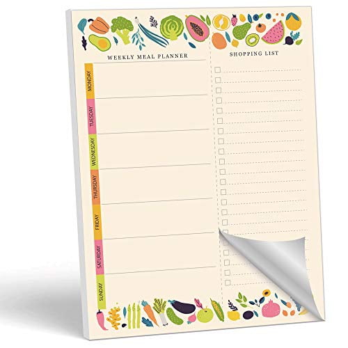 Magnetic Meal Planner & Tear Off Shopping List Note Pad 4 Design With Pencil 