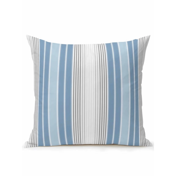 Outdoor Pillows Waterproof, Blue Gray Stripes Bedding Throw Pillows with Insert for Couch Sofa Bed, Contemporary Minimalist Abstract Lines 18x18 Inch Pillowcases Decorative Patio Pillow Set of 1