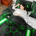 thumbnail image 4 of Castle Fairy Video Game Bedding Comforter Set 7pcs for Kids Teens Adults,Game Controller Teens Game Queen Bedding Sets Super Cozy,Geometric Hexagon Honeycomb Queen Sheet Sets,Super Cozy Room Decor, 4 of 8