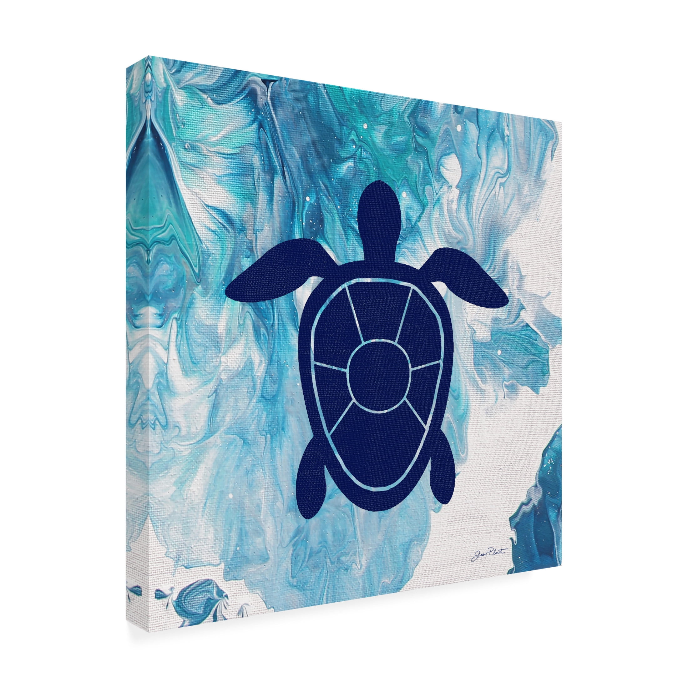 Canvas Wall Art - Jean Plout 'Abstract Ocean H' Wall Art for Living Room, Bedroom, or Office Décor by Trademark Fine Art - 18 x 18 Inches