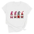 thumbnail image 4 of Guzom White Festive Gnome LOVE Graphic Tee for Women, Crewneck Short Sleeve Stretch Polyester Spandex Casual Valentine's Day T-Shirt S-XXXL Plus Size,Size 3XL, 4 of 7