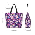 thumbnail image 4 of Xecao cute rainbow mushroom Skull for Tote Bag for Women, Tote Shoulder Bag with a littlw pocket and Handbag for Travel, Work, 4 of 5