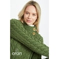 thumbnail image 2 of Aran Merino Wool Cardigan Women's Irish Asymmetrical Button Neck Cable Knitted Sweater Made in Ireland, 2 of 9
