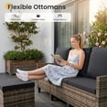 thumbnail image 3 of UDPATIO 6 Pieces Outdoor Conversation Set, All-Weather Wicker Rattan Patio Furniture Sofa Set with Ottoman and Swivel Chairs for Poolside, Backyard，Yellow Brown Wicker Black Cushions, 3 of 10