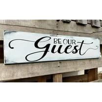 Be Our Guest Wall Decor Above Bed Wooden Sign,Kitchen Signs Wall Decor Modern Rustic Family Signs Wall Art Farmhouse Country Master Bedroom Signs Hanging Wall Plaques 4x16 Inch