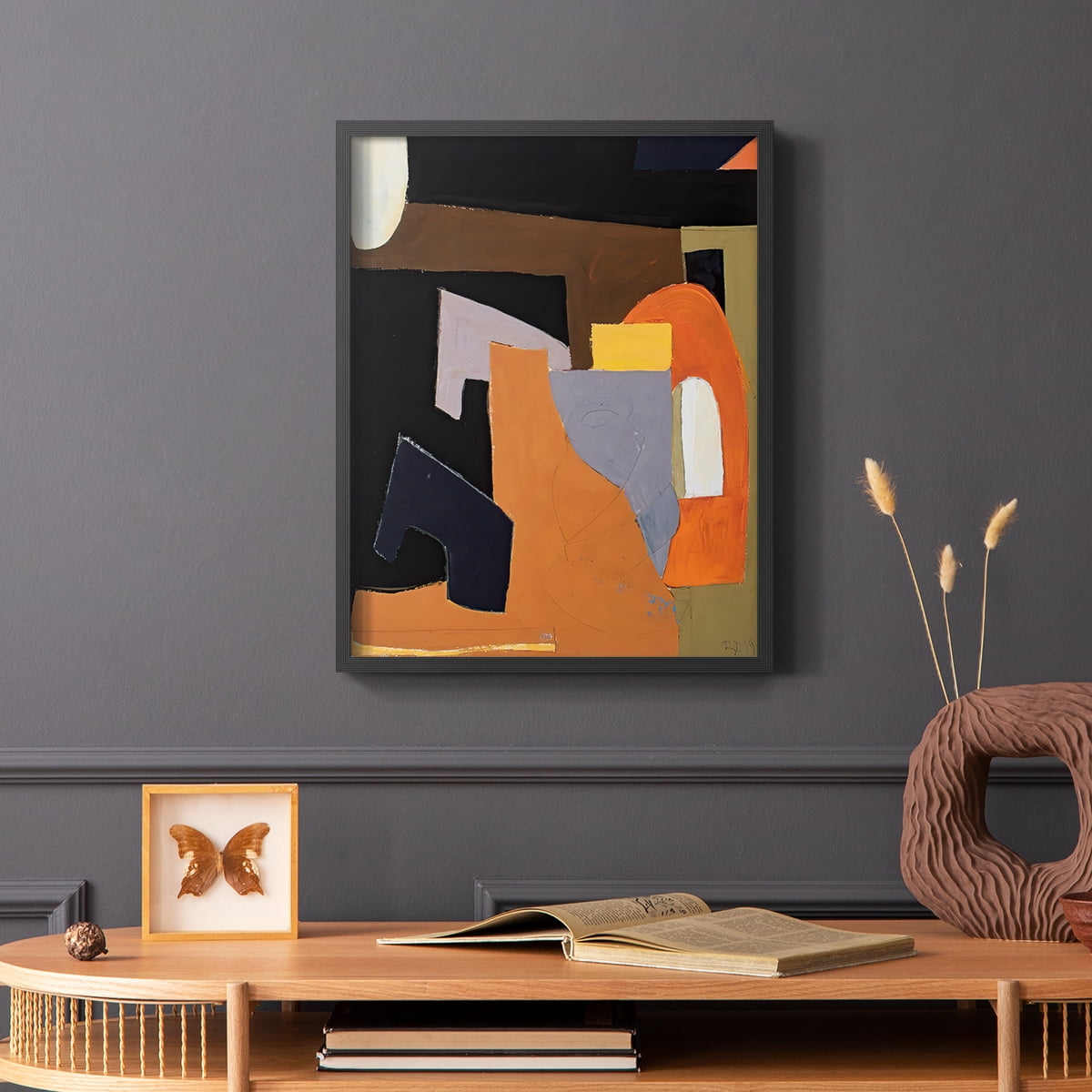 The Olive Press Room Framed Print in Black Solid Wood Framed Print No Nail Hanging