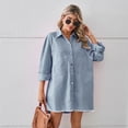 thumbnail image 3 of Women's Short Sleeve Button Down Flowy Tiered Denim Dress Cute Dresses for Women Casual Dresses for Summer Wrap Dresses for Women Long Sleeve Dress for Women V Neck Trend Dresses for Women Frame Dress, 3 of 8