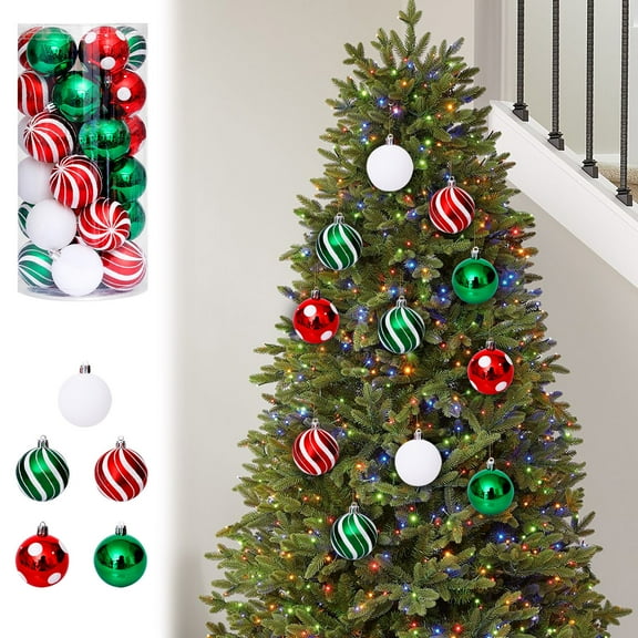Newly Christmas Decorations 30Pcs High-Ranking 2.4in Glitter Painted Shatterproof Christmas Balls,Xmas Tree Hanging Ornament for Holiday Party Decor