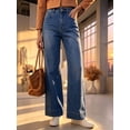 thumbnail image 6 of Women's High‑Rise Wide‑Leg Denim Jeans, Medium Wash Jeans with Square Patch Front Pockets & Wide Cuff Hem, Sizes 4‑18, 6 of 7