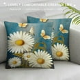 thumbnail image 3 of Chilfamy Daisies Butterfly Folk Art Fashion Style Dirt-Resistant Throw Pillow Covers for Couch Sofa Bed Living Room Bedroom Aesthetic Decorative All-Year-Round Pillow Case 1PC 20x20in, 3 of 5