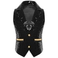 thumbnail image 4 of TiaoBug Boys Sequin Vest Sleeveless Sparkly Slim Fit V-neck Waistcoat Stage Performance Hip-Hop Jazz Dance Top Black 8, 4 of 5